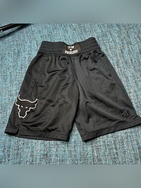 Under Armour Project Rock Youth Boy's Rumble Shorts in Black Size Youth Medium